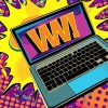 wow pop art laptop vector fond colore dans le style de bande dessinee pop art retro